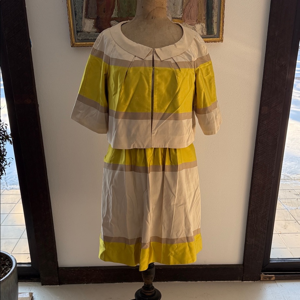 AYSHA | Yellow and Cream Striped  2 piece Set